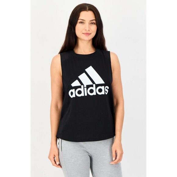 Adidas Womens Tank Top XL Black Sleeveless Athletic Gameday Workout Logo Sporty - Picture 1 of 10